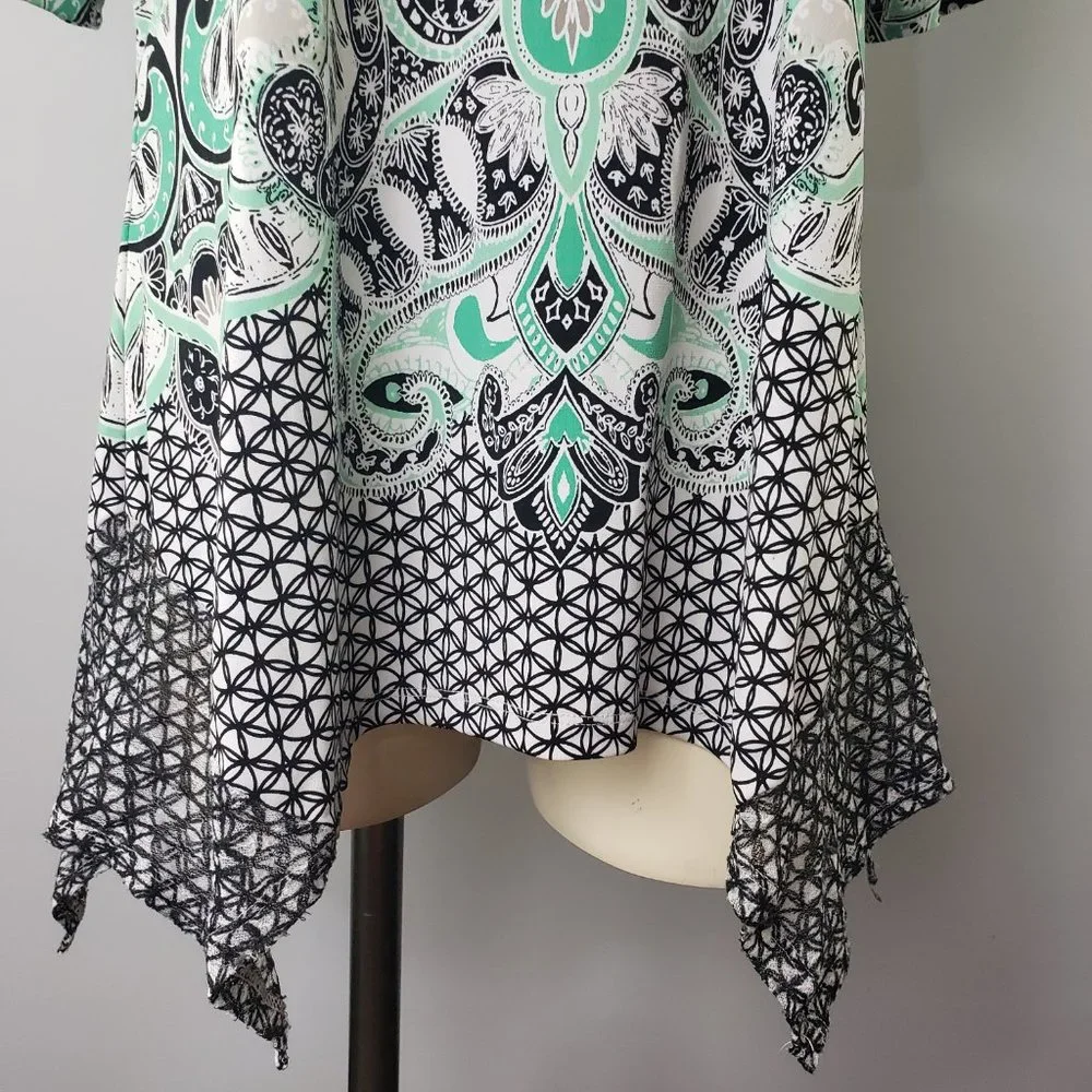Valerie Stevens embellished top rhinestone stretch short sleeve asymmetr… - Picture 8 of 10